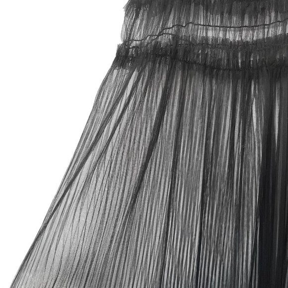 Need Supply black see through romantic ruched mesh midi dress - Picture 5 of 5